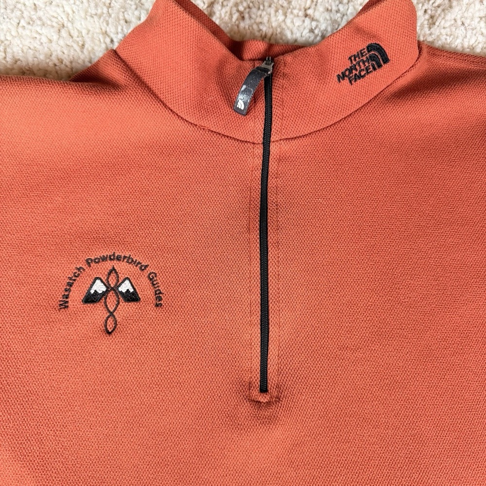 The North Face Sweater Mens Large Orange Fleece‎ Knit 1/4 Zip Sweatshirt